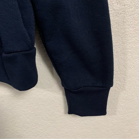 Evereve Sweatshirt Women L Chelsea Half Zip Striped Trim Preppy Sporty Navy - Picture 11 of 16